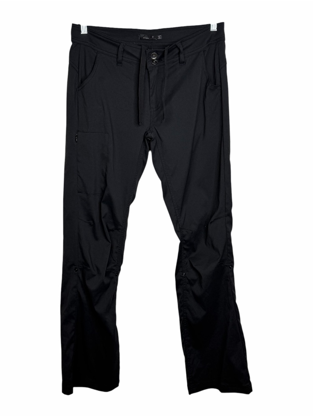 Prana Halle Hiking Pants Women's 8 Low Rise Straight Stretch Roll Up Hem Black